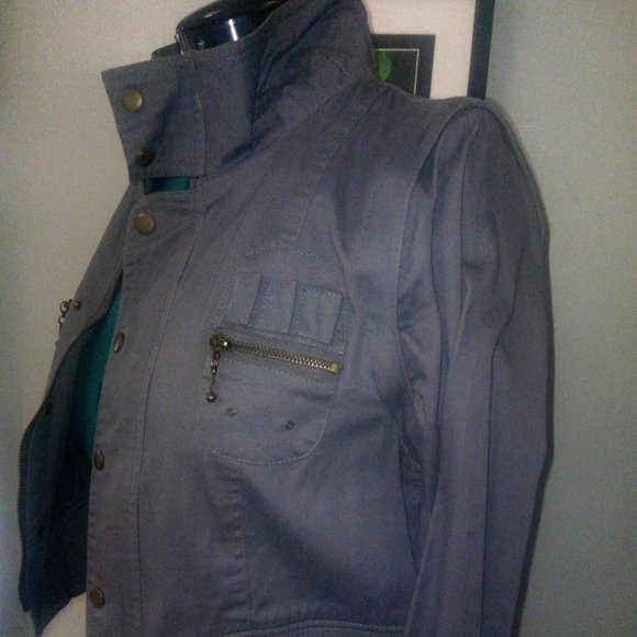 Ali & Kris Convertible Cropped Gray Jacket Sz L - Picture 5 of 15